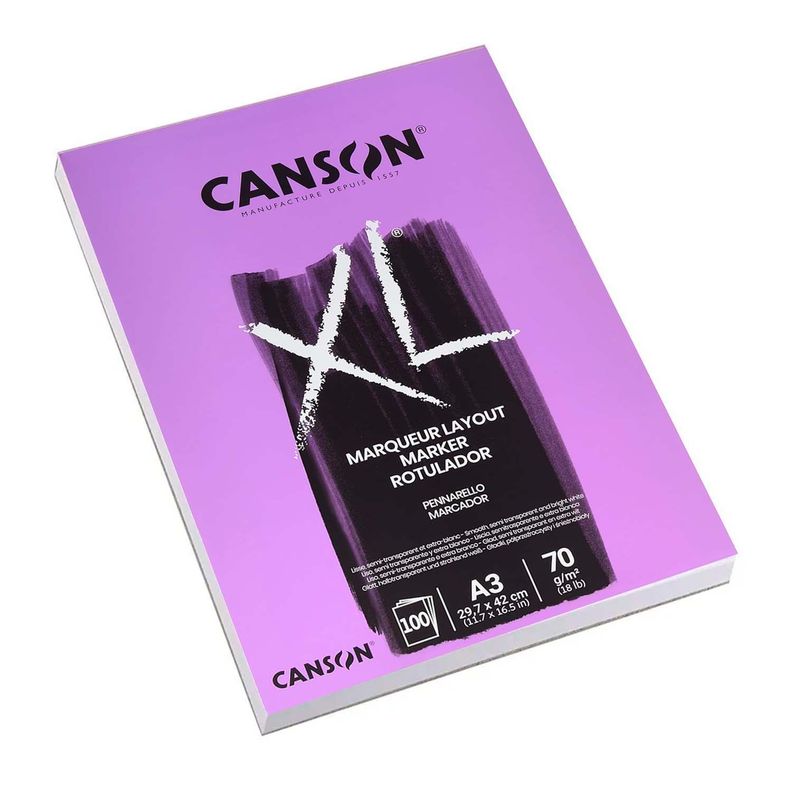 Block Canson XL Marker 70gr 100 hjs A3(29.7x42cm) Blanco