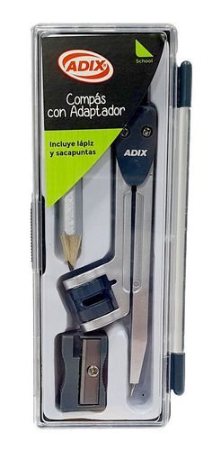 Compás Escolar Con Adaptador Y Sacapunta Adix-1