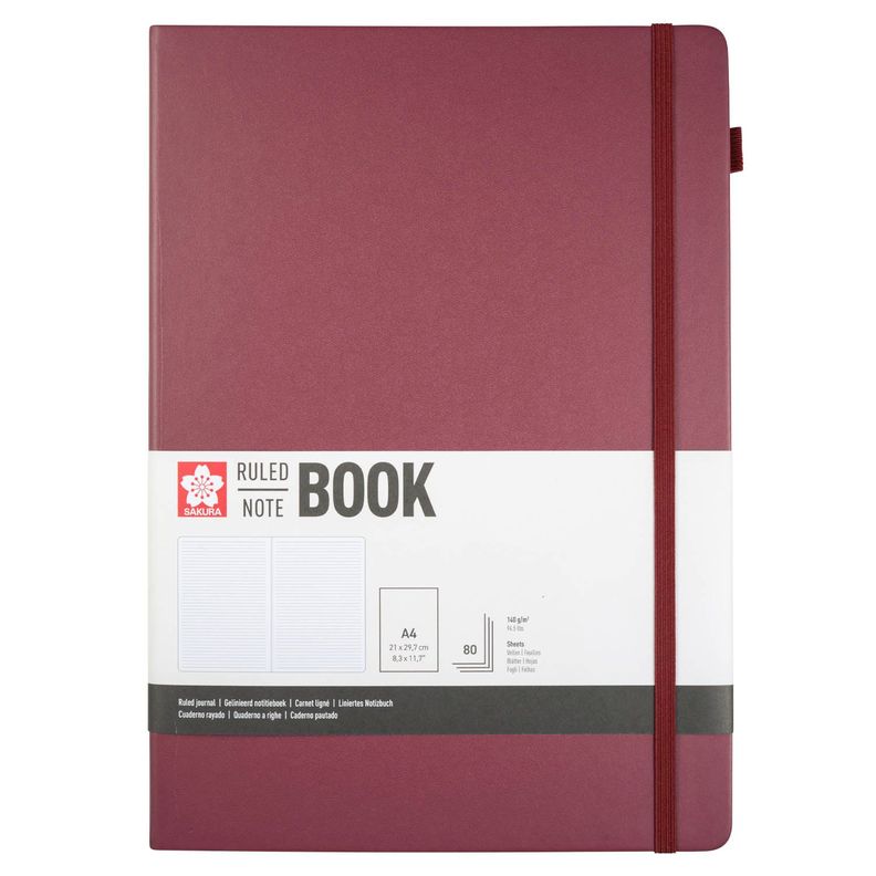 Libreta Sakura Hoja Crema con Lineas 21x30cm Burdeo