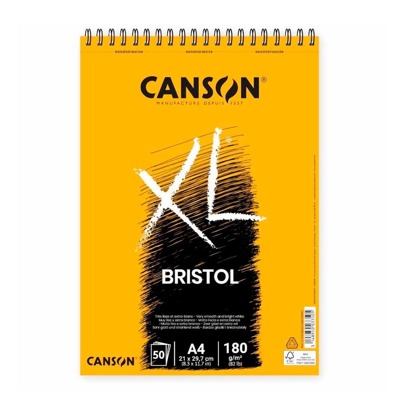 Croquera Canson XL Bristol 180gr 50 hjs A4 (21x29.7cm)