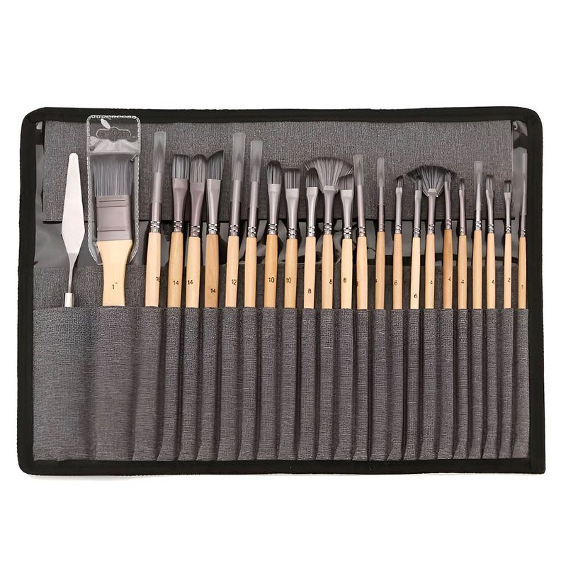 Pinceles para Acuarela y Acrilico con Estuche Renart 24 pcs.