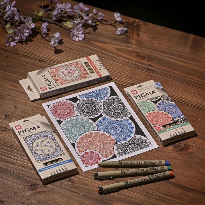Set de Tiralínea Pigma Micron Sakura 0.5 Mandala 6 Col Fríos-1