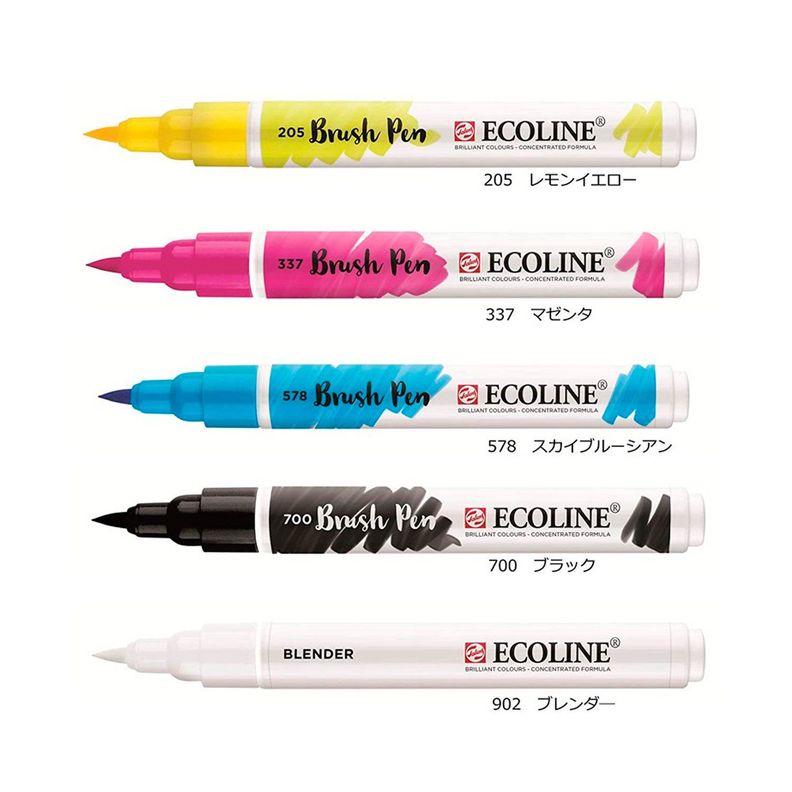 Set Plumones Punta Pincel Ecoline (5 Colores Primarios)-1