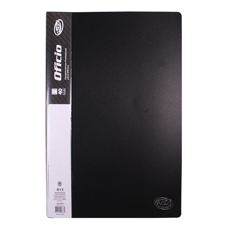 Carpeta Adix con 40 Fundas Color Negro (Oficio)