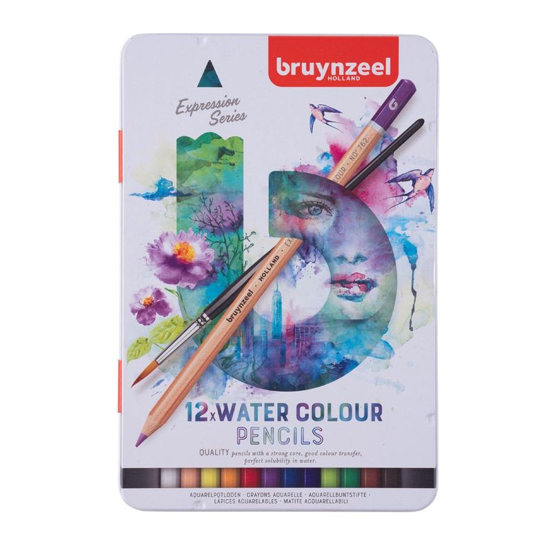 Lápices Acuarelables Bruynzeel + Pincel (12 Colores)-0