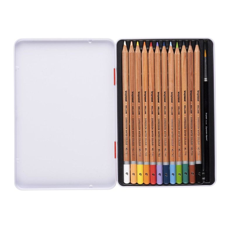 Lápices Acuarelables Bruynzeel + Pincel (12 Colores)-1