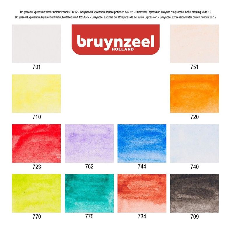 Lápices Acuarelables Bruynzeel + Pincel (12 Colores)-2
