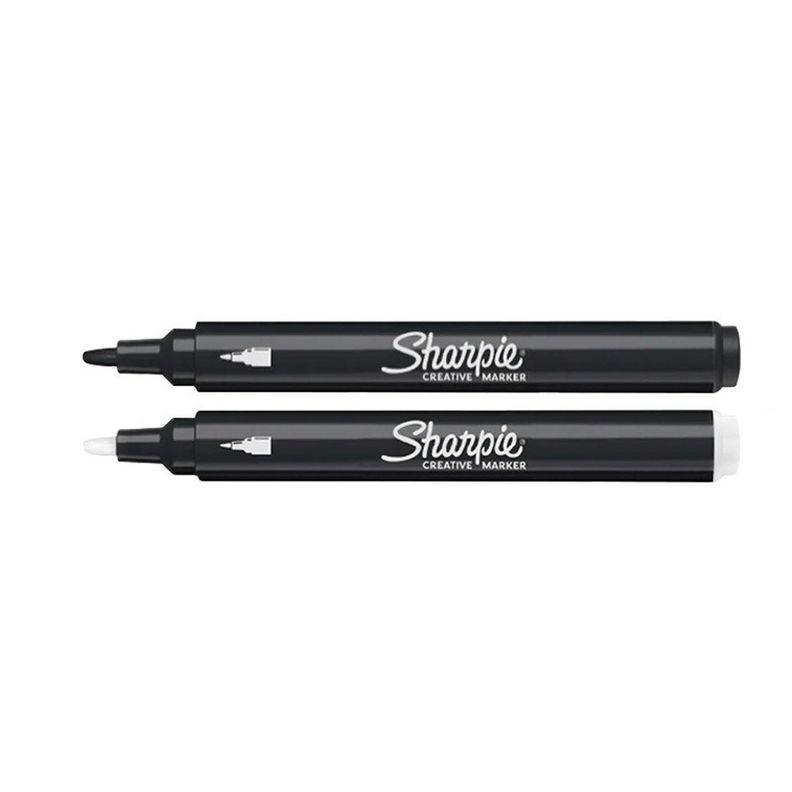 Marcador Sharpie Acrílico Punta Bala 2u (Blanco y Negro)-1