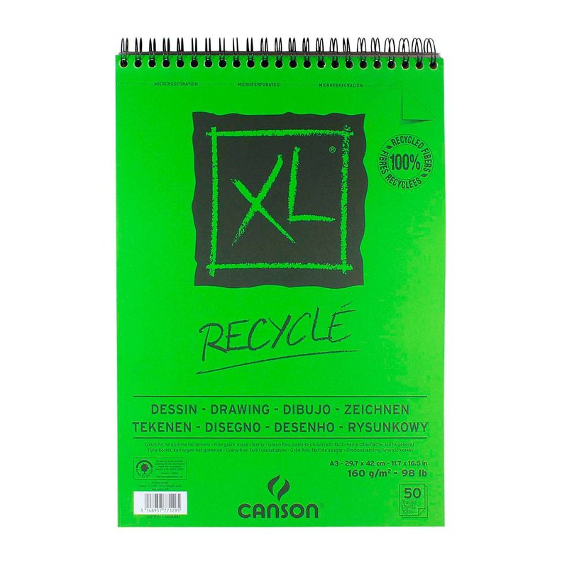 Croquera Canson XL Recycle 160gr 50 hjs A3(29.7x42cm)-0