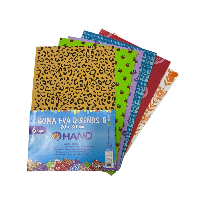 Goma Eva 20x30cm Hand Disenos B 6 Hojas