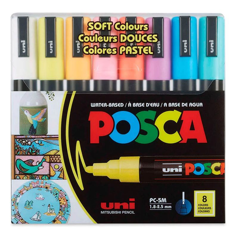 Marcador Uni Posca Set 8 Colores Pastel 5M Surtido