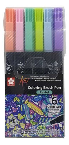 Set Plumones Acuarelables Sakura Koi Brush 6 Colores Pastel-0