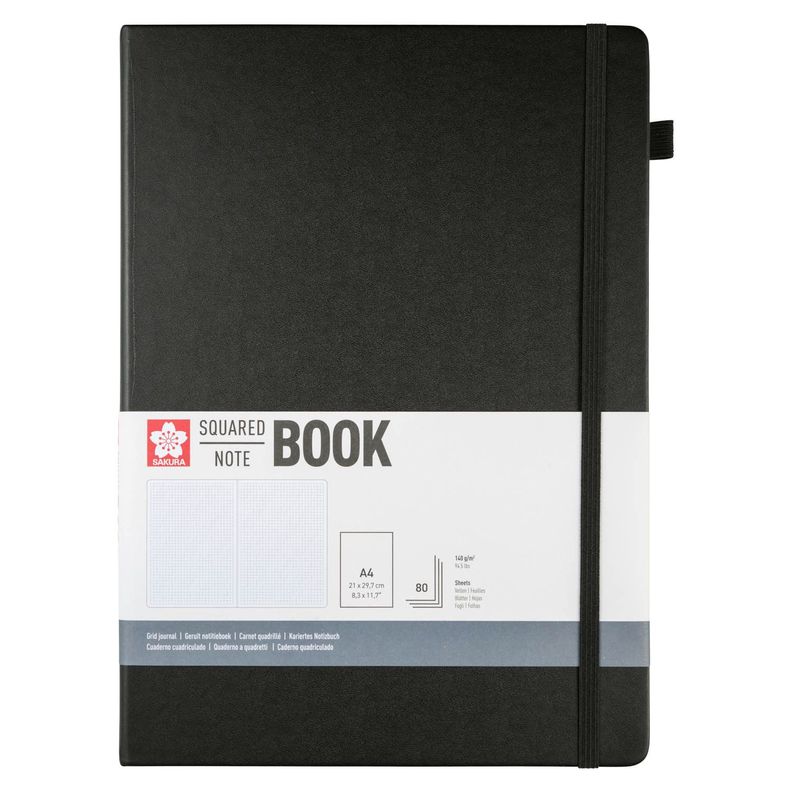 Libreta Sakura Hoja Crema con Cuadros 21x30cm Negro