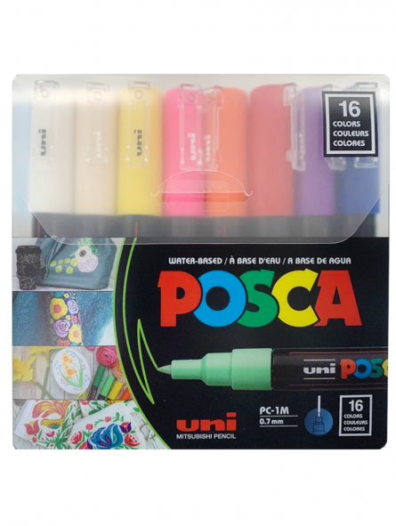 Marcador Uni Posca set 16 Colores 1M (0.7mm)-0