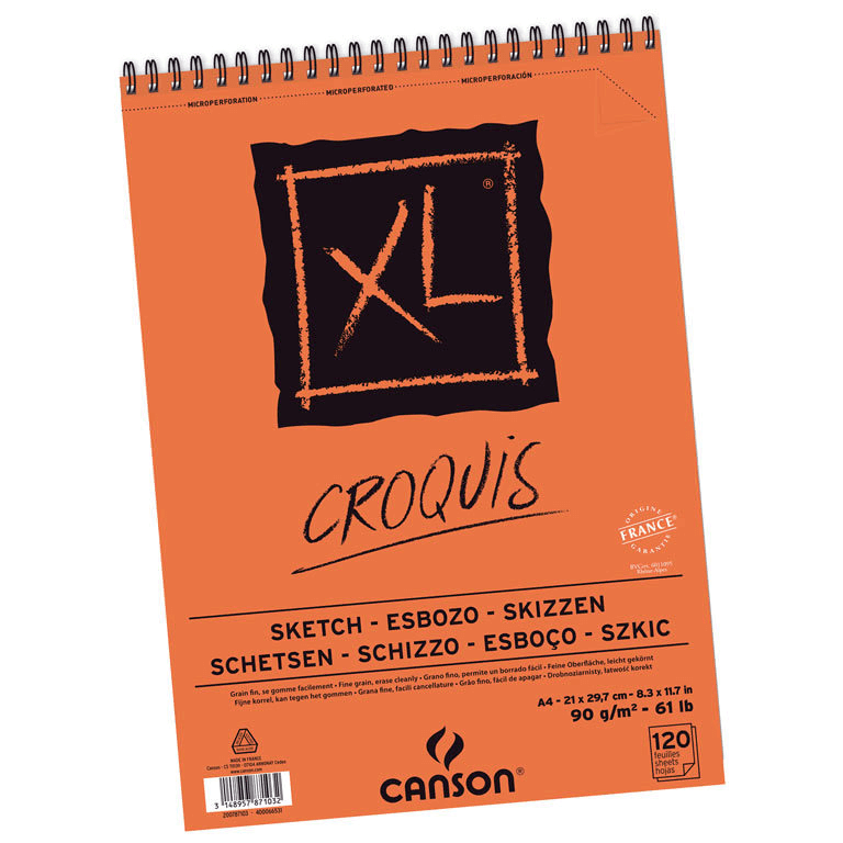 Croquera Canson XL Croquis 90gr 120 hjs A4 (21x29.7cm)-0