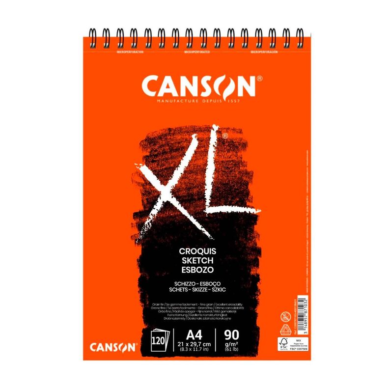 Croquera Canson XL Croquis 90gr 120 hjs A4 (21x29.7cm) Marfil