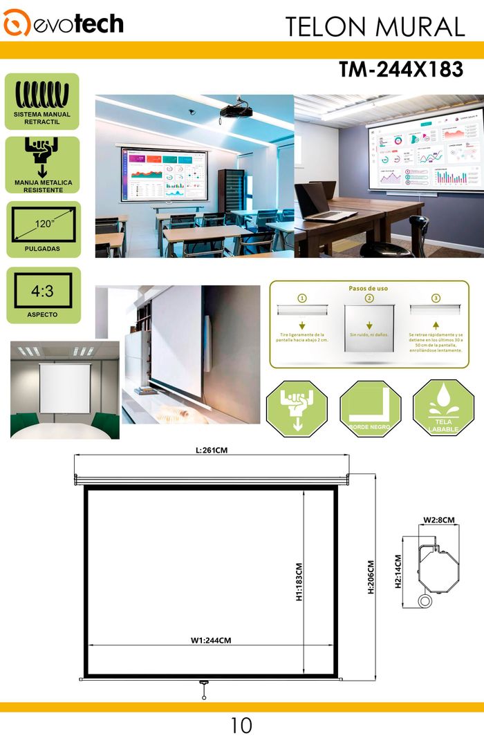 TELON MURAL 244 X 183cm  Tela PVC Mate White 0.38-0.40mm-5