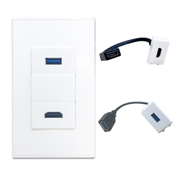 Placa A Muro 1 Puerto Hdmi (v2.1) 4k , 1 Puerto Usb (v 3.0)-0