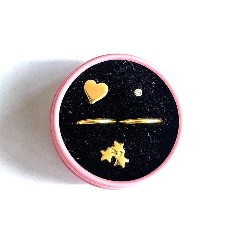 Pack Astro Love (corazón, Estrellitas, argolla, circón)-0