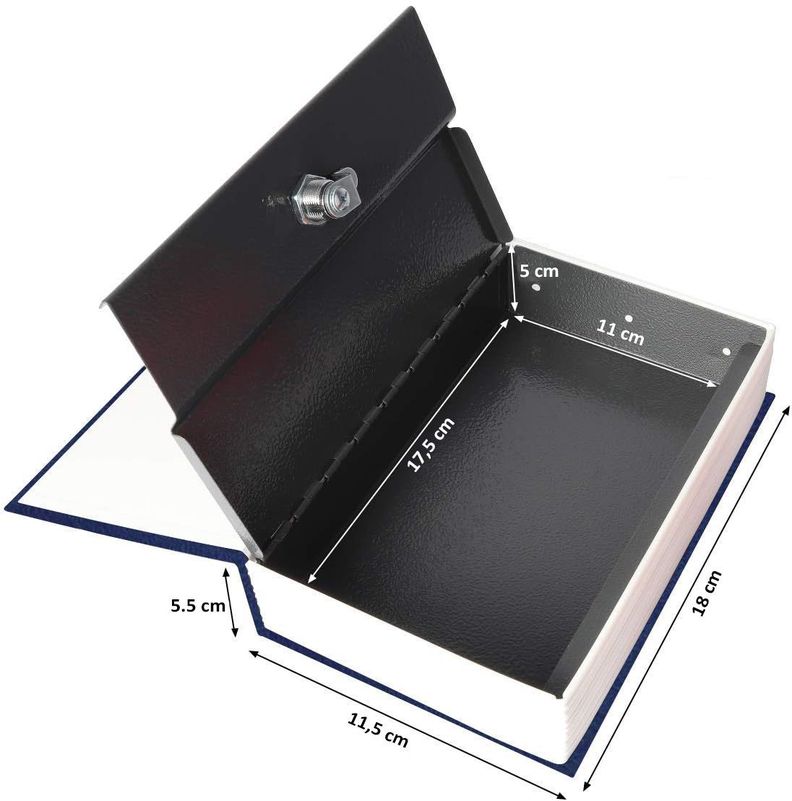 Caja Fuerte Simulada Libro Cofre Porta Valores 180x115x55mm-3