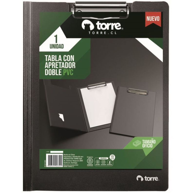 Tabla Con ApretadorTorre Oficio Apretador Doble PVC Negro-0