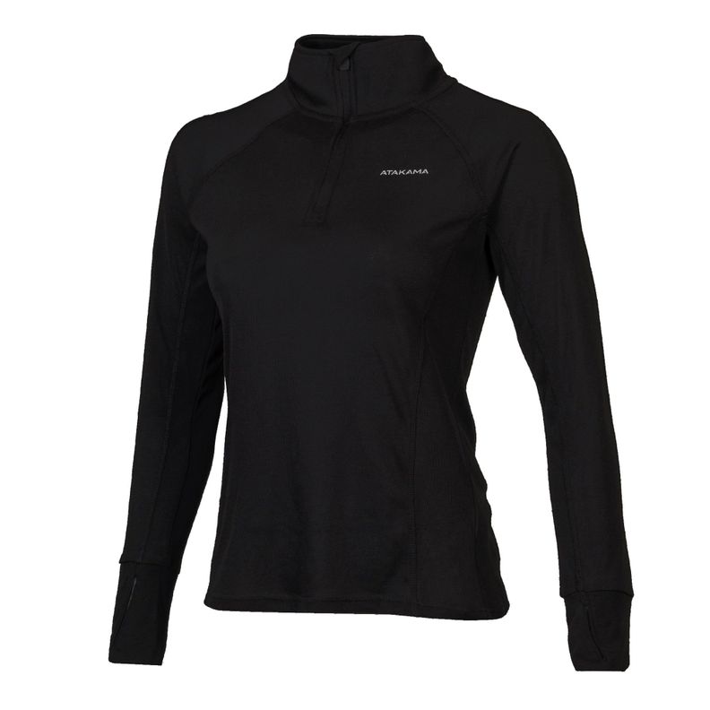 Primera capa Térmica Mujer 1/4 Zip-Cuello VentoFit Negra-0
