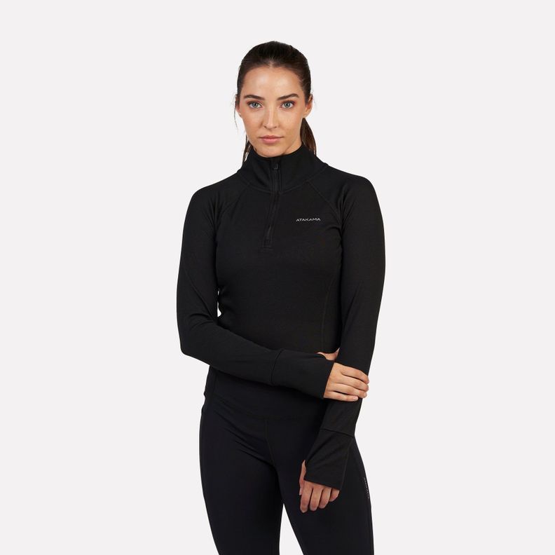 Primera capa Térmica Mujer 1/4 Zip-Cuello VentoFit Negra-1
