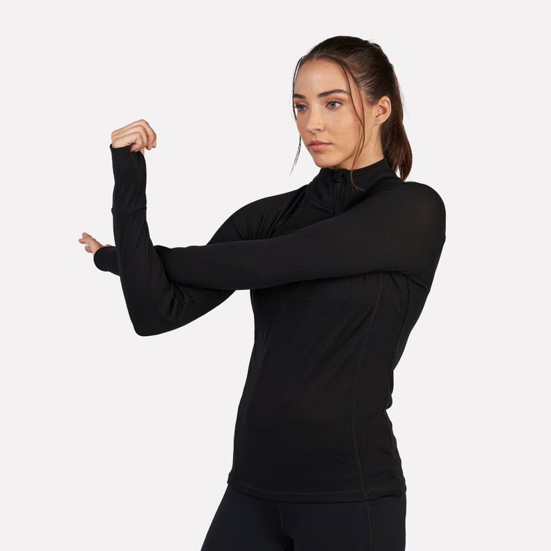 Primera capa Térmica Mujer 1/4 Zip-Cuello VentoFit Negra-3