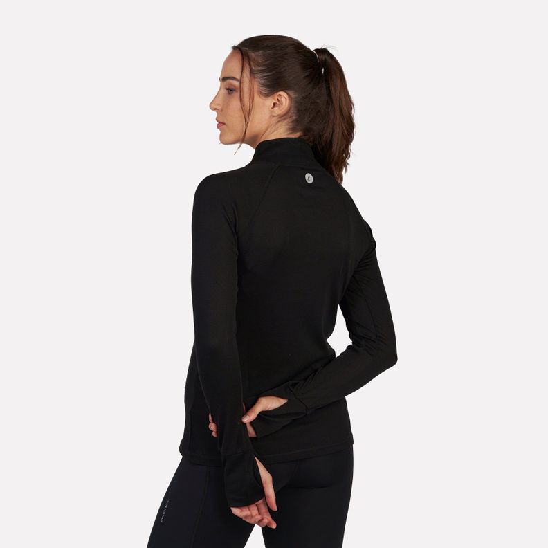 Primera capa Térmica Mujer 1/4 Zip-Cuello VentoFit Negra-5