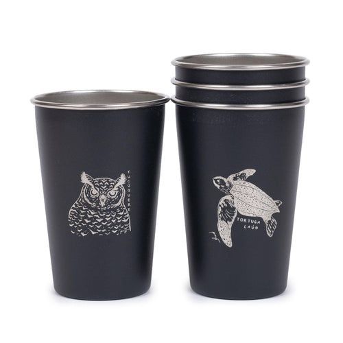 Set 4 Vasos Acero 480 Ml Negro Fauna Chilena Atakama Outdoor