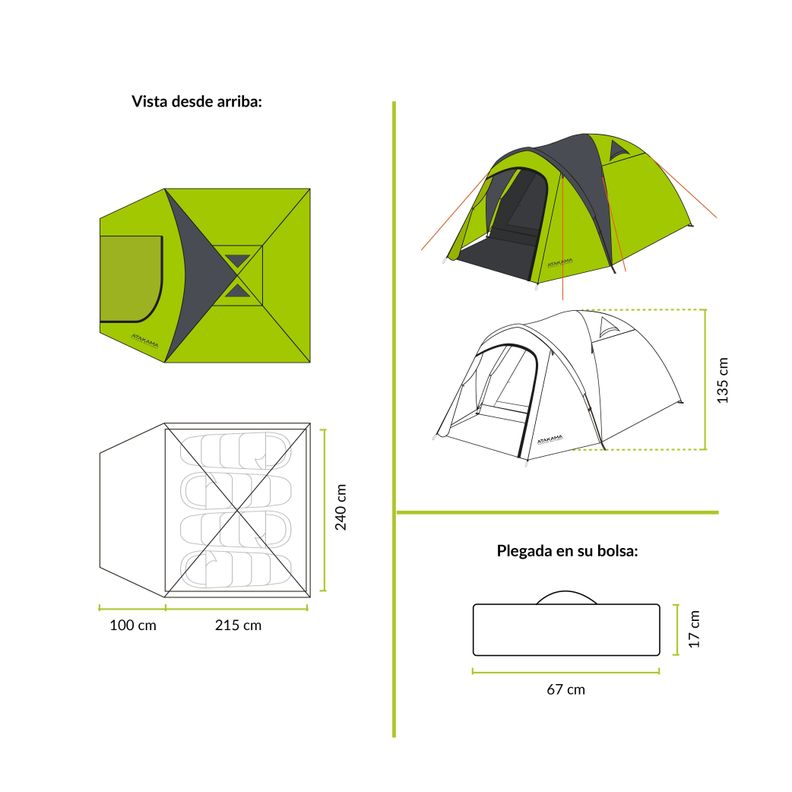 Carpa 4 Personas Totoralillo Impermeable-3