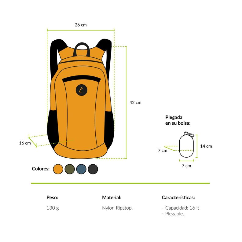 Mochila plegable Pochoco 16 Lt Atakama Outdoor-2