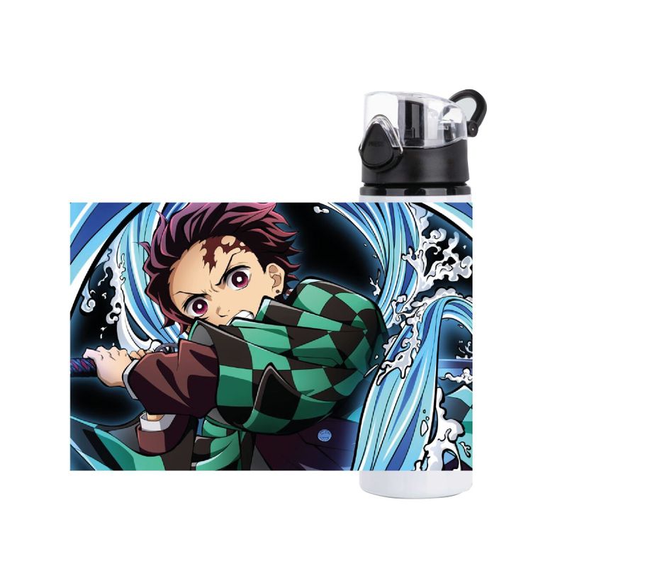SET DISEÑO TANJIRO KIMETSU NO YAIBA  BOTELLA, TERMO , TAZÓN-1