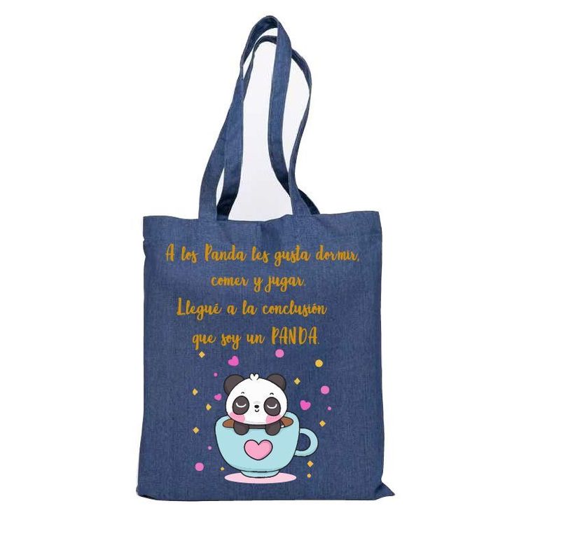 TOTEBAG PANDA LOVE, OSITO PANDA CORAZON TELA ALGODÓN 38X 42CM-0