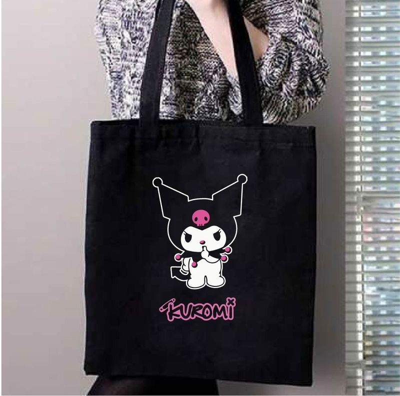 TOTE BAG KAWAI KUROMI CONEJA PUNK LONETA MEZCLILLA 35 X 40 CM-1