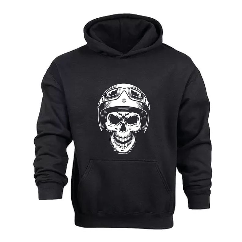 Poleron Estampado  Calavera Casco Motoquera Racer-0