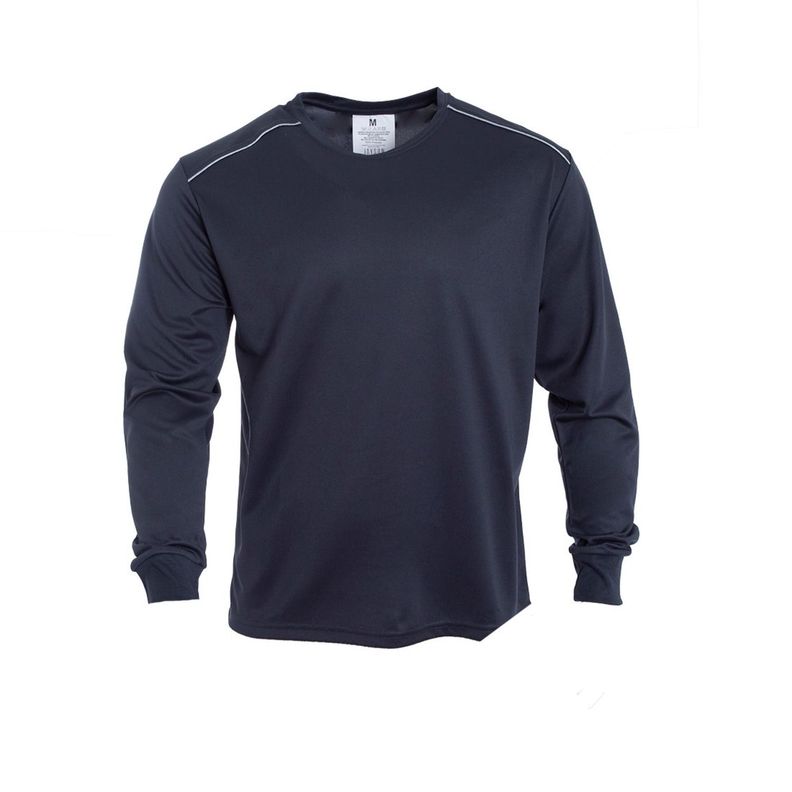 Polera Dry Fit C/Antibacterial Ml Cuello Polo Y Reflectante Gris oscuro-0