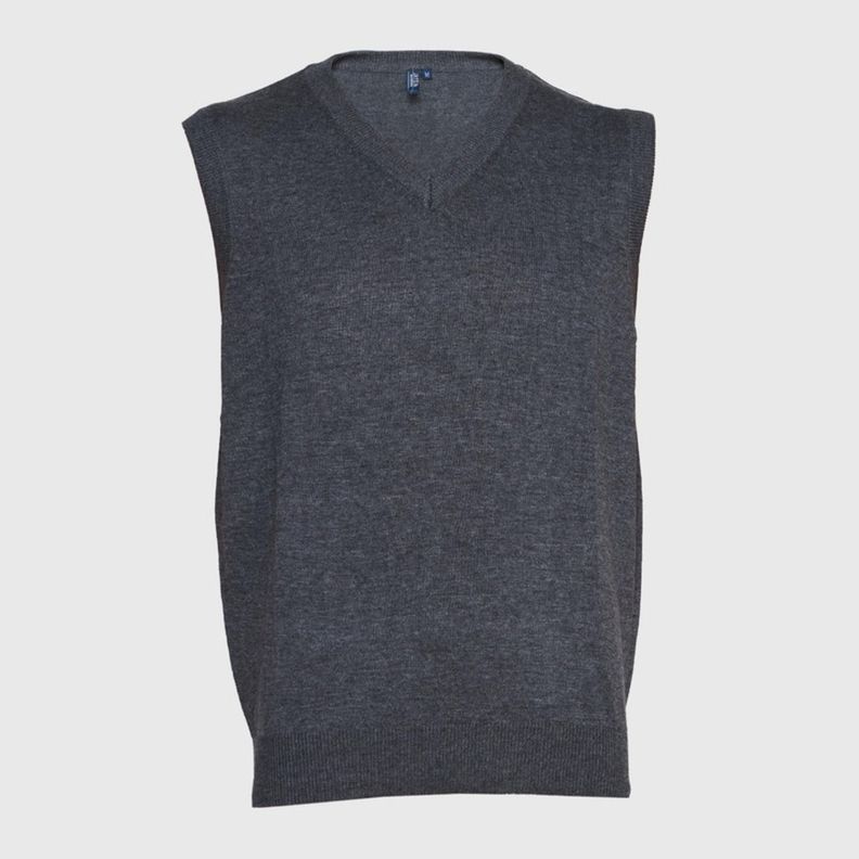 Sweater Cuello V Unisex S/M Gris oscuro-0