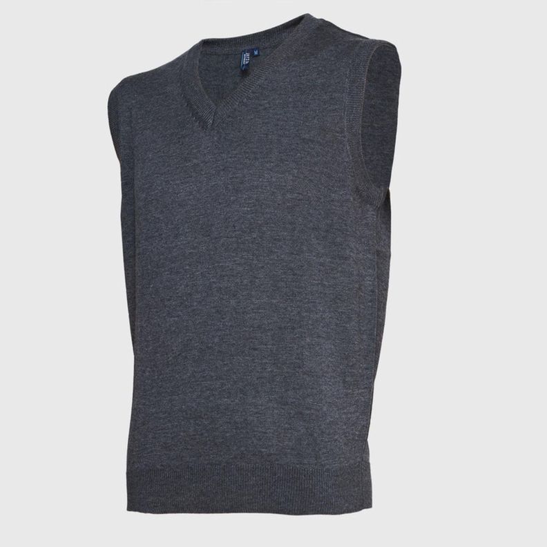 Sweater Cuello V Unisex S/M Gris oscuro-1