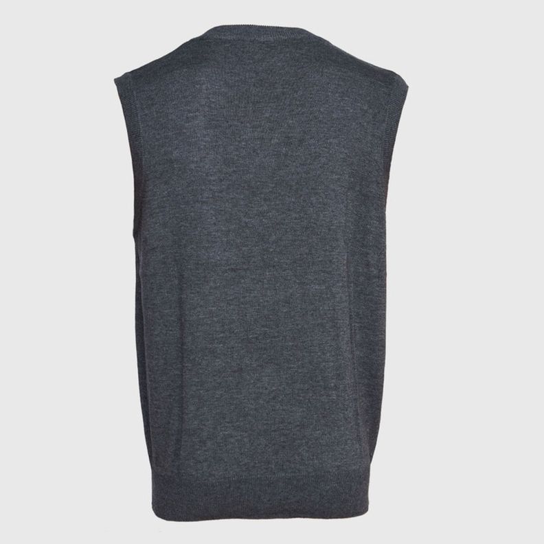 Sweater Cuello V Unisex S/M Gris oscuro-2