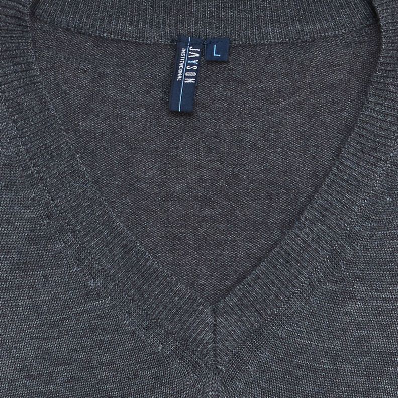Sweater Cuello V Unisex S/M Gris oscuro-3