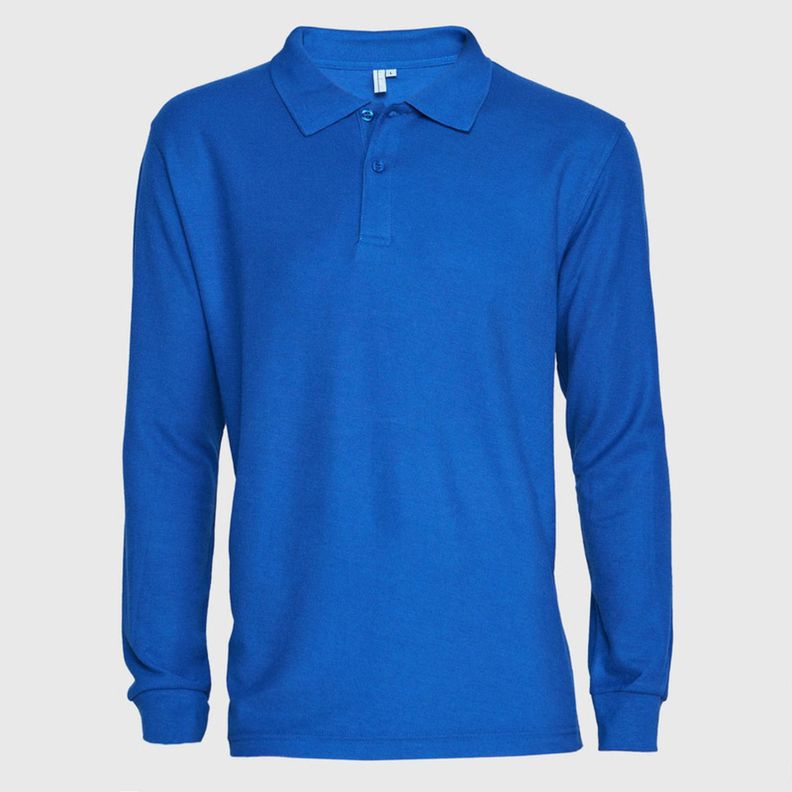 Polera Pique T/C Ml Hombre Azul-1