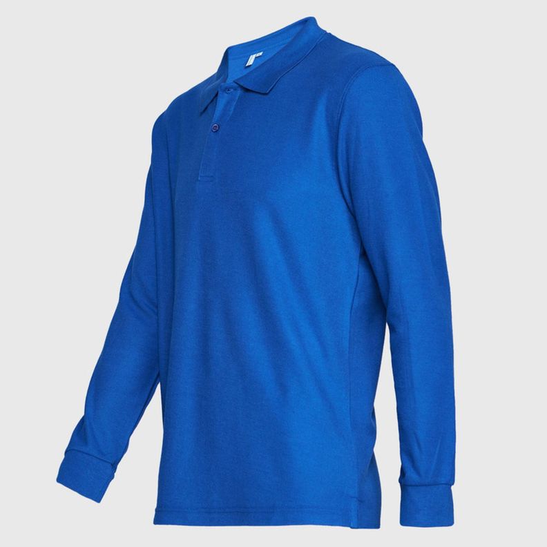 Polera Pique T/C Ml Hombre Azul-2