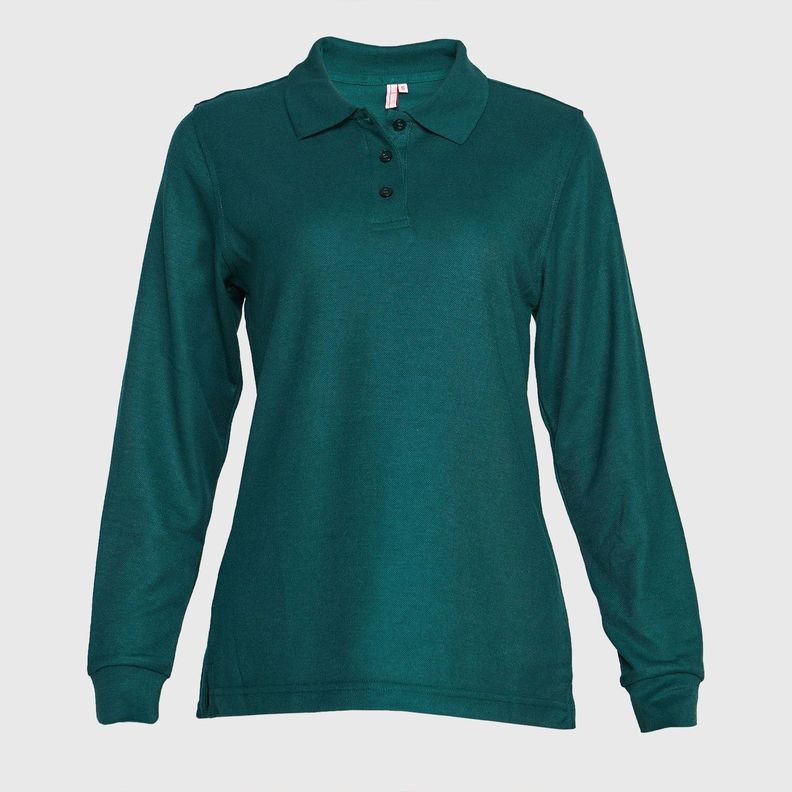 Polera Pique Tc Ml Mujer Verde petróleo-0