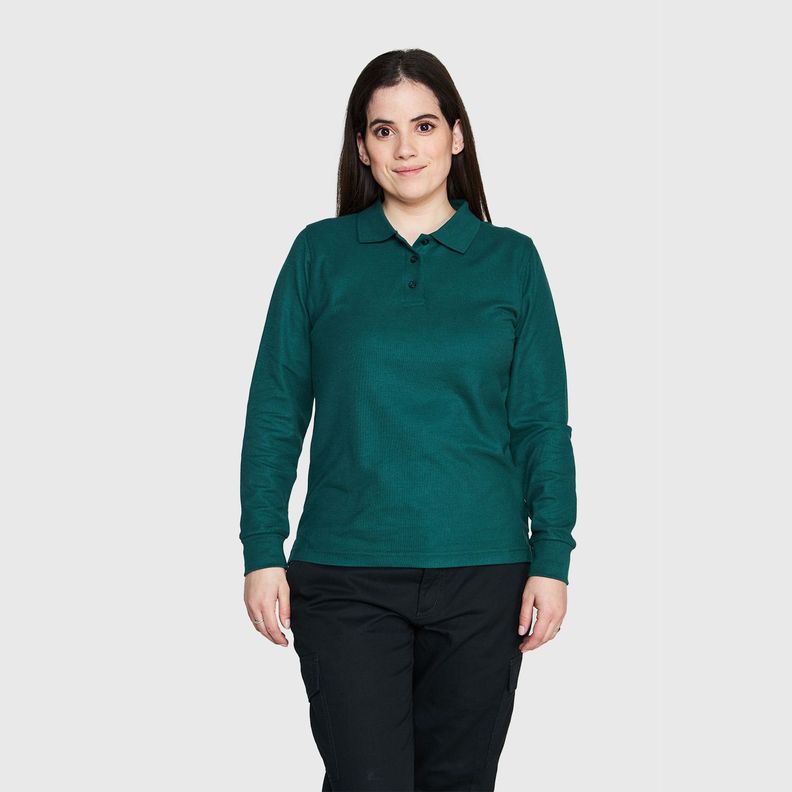 Polera Pique Tc Ml Mujer Verde petróleo-3