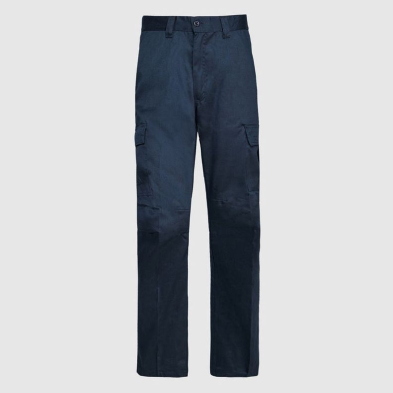 Pantalón Cargo Gababardina Cintura Elasticada Azul marino-0