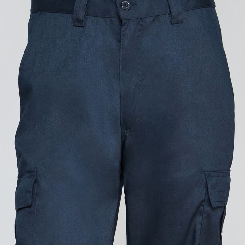 Pantalón Cargo Gababardina Cintura Elasticada Azul marino-3