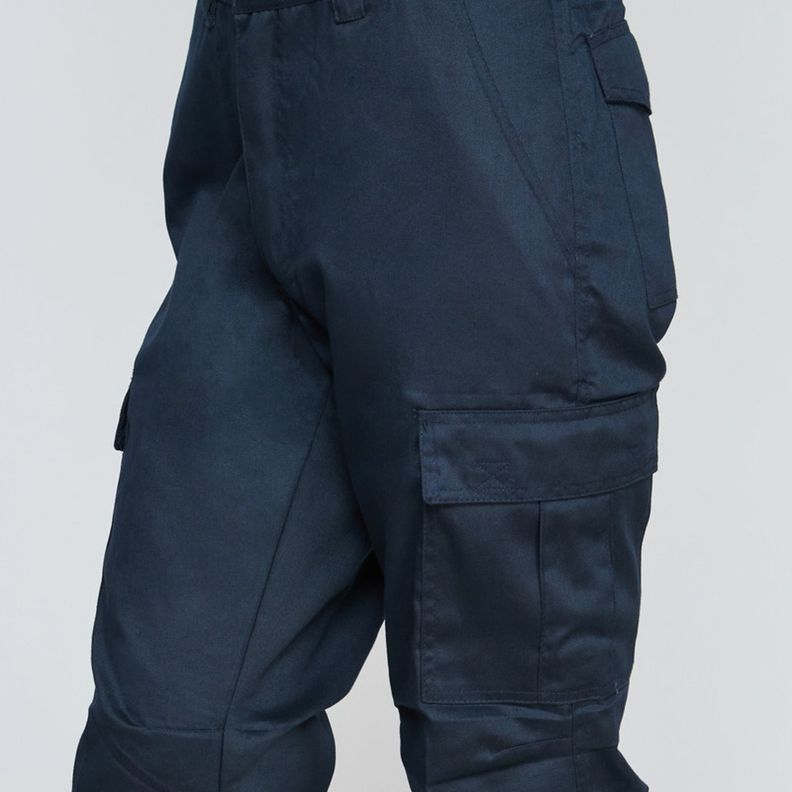 Pantalón Cargo Gababardina Cintura Elasticada Azul marino-4