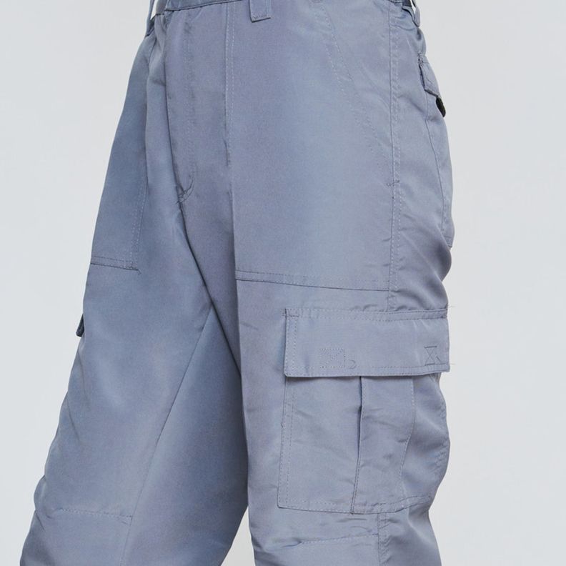 Pantalón Cargo Poplin Cintura Elasticada Gris-4