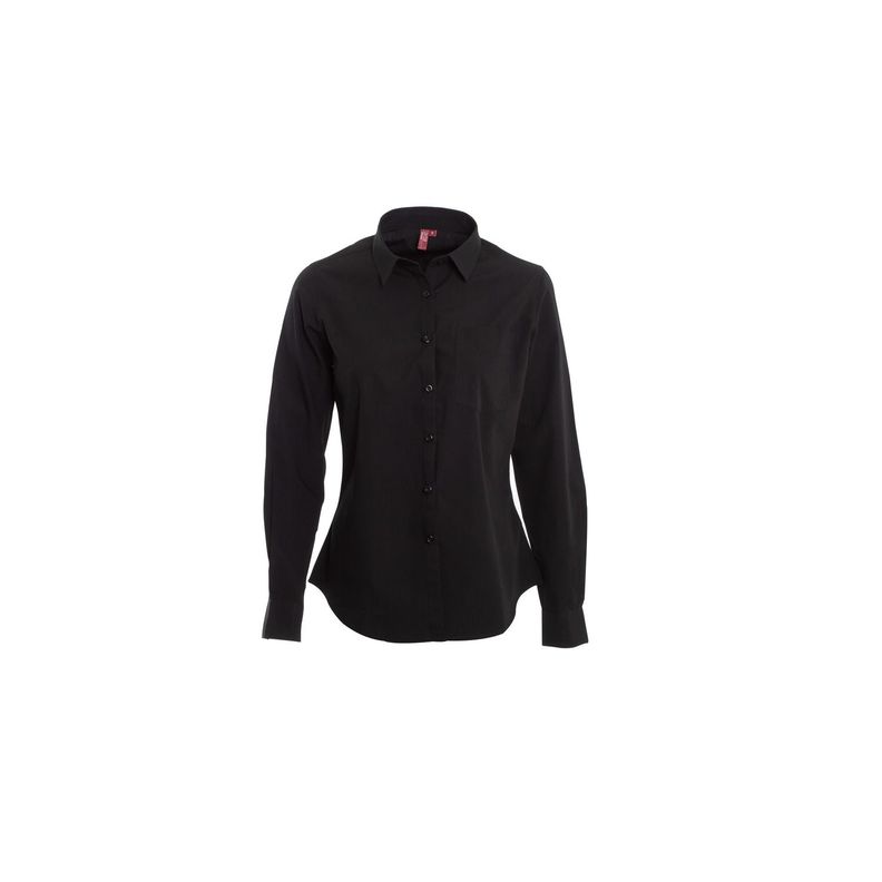 Blusa Trevira Boton Cuello Negra Negro-0